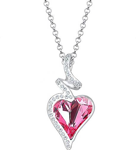 Elli Halskette Herz Liebe Kristalle 925 Silber Cara in rosa bestellen -  20455601