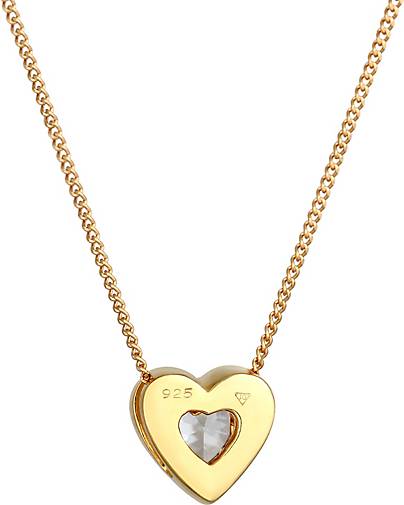 Halskette - Silber Love in gold Kristall Anhänger Herz 925 92855502 Elli Zirkonia bestellen
