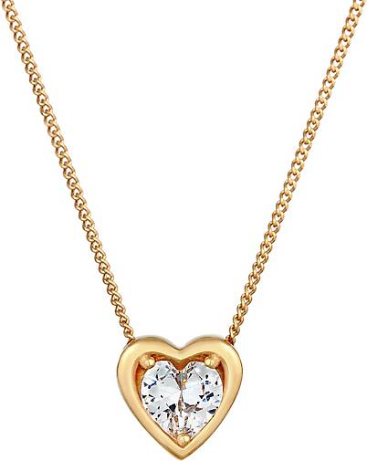 Elli Halskette Herz Love Anhänger Zirkonia Kristall 925 Silber in gold  bestellen - 92855502