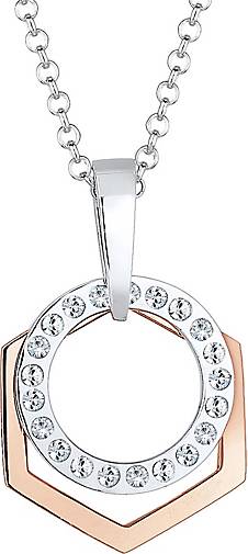 Elli Halskette Hexagon Kreis Kristalle 925 Silber