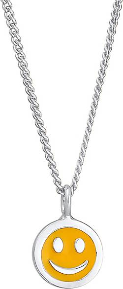 Elli Halskette Kids Smile Emoji Emaille Plättchen 925 Silber Elli Halskette Kids Smile Emoji Emaille Plättchen 925 Silber