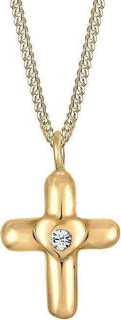 Kinder gold bestellen 96907502 Kreuz Halskette in Herz Silber Kristalle Elli Cute -