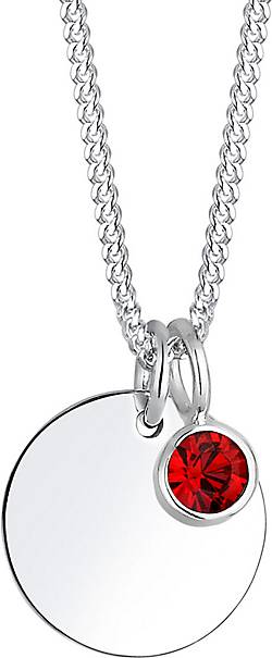Elli Halskette Plättchen Geburtsstein Kristalle 925 Silber in rot bestellen  - 92843412