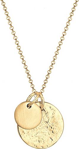 Plättchen Halskette gold bestellen - Münzen Look Geo-Organic in Silber Elli 92703901 925