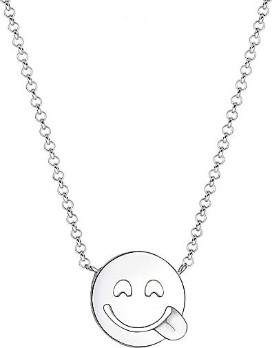 Elli Halskette Smiley Face Emotion Emoji 925 Sterling Silber