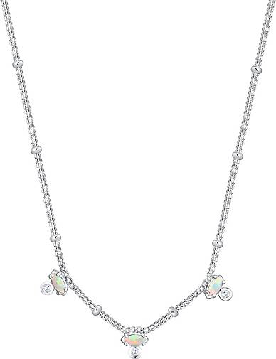 Elli Halskette Vintage Synthetischer Opal Zirkonia 925er Silber