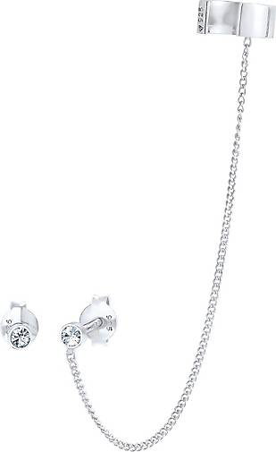 Elli Ohrringe Earcuff Stecker Rund Kristalle Silber