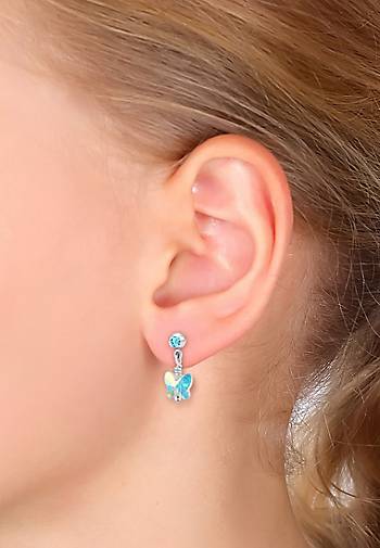 Silber Ohrringe bestellen Schmetterling hellblau Kinder 93626401 Elli - in Kristalle