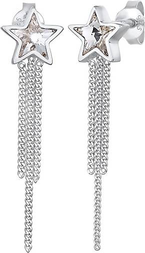 Elli Ohrringe Kristall Stern Ketten Look Glamourös 925 Silber