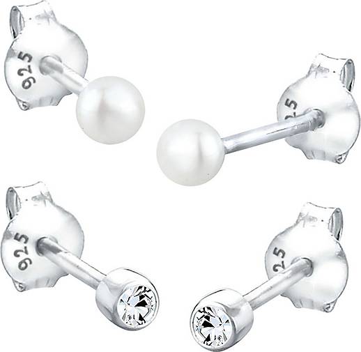 Elli Ohrringe Set Basic Perle Kristalle 925 Silber