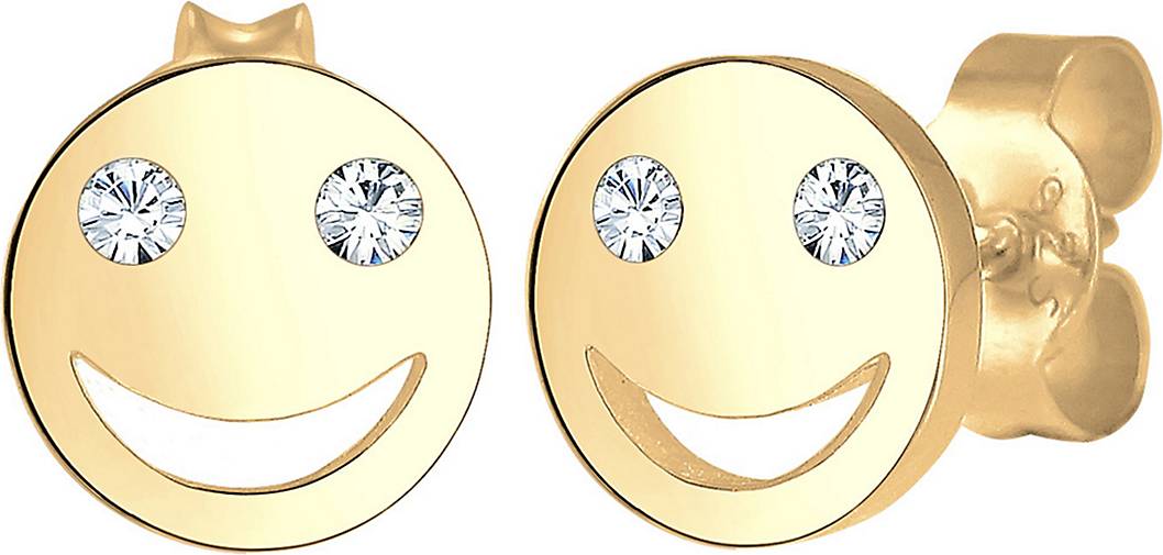 Elli Ohrringe Smiley Face Emoji Kristalle 925 Silber