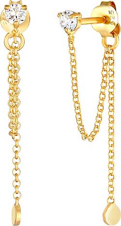 Elli - Silber in gold bestellen Kette Rund Stecker 92984001 Kristalle Ohrringe