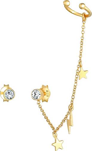 Elli Ohrringe Stecker Kristalle Earcuff Stern Blitz 925 Silber
