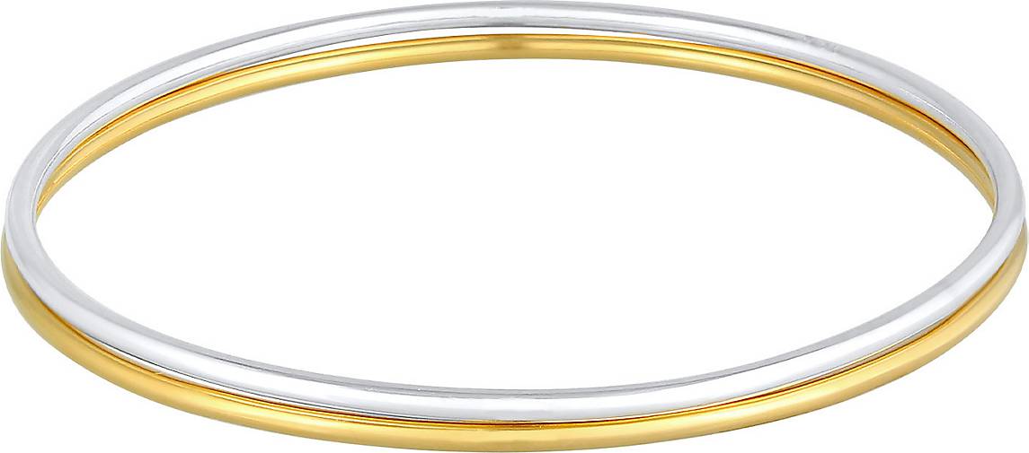 Elli PREMIUM Armband Armreif Basic Zart Bi-Color 2er Set 925 Silber
