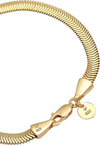 Elli PREMIUM Armband Flach Elegant Schlangenkette Fischgräte 925 Silber in  gold bestellen - 94160001