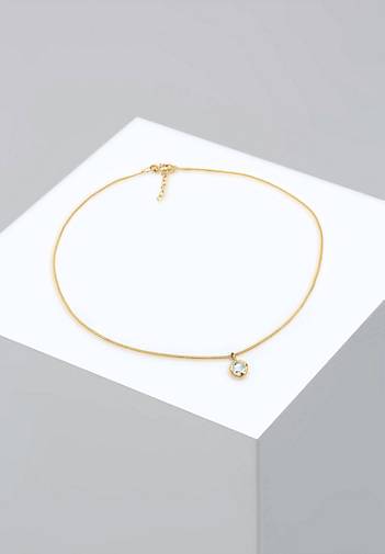 Elli PREMIUM Halskette Choker Basic Stein Kristall 925 Silber in gold  bestellen - 93070701