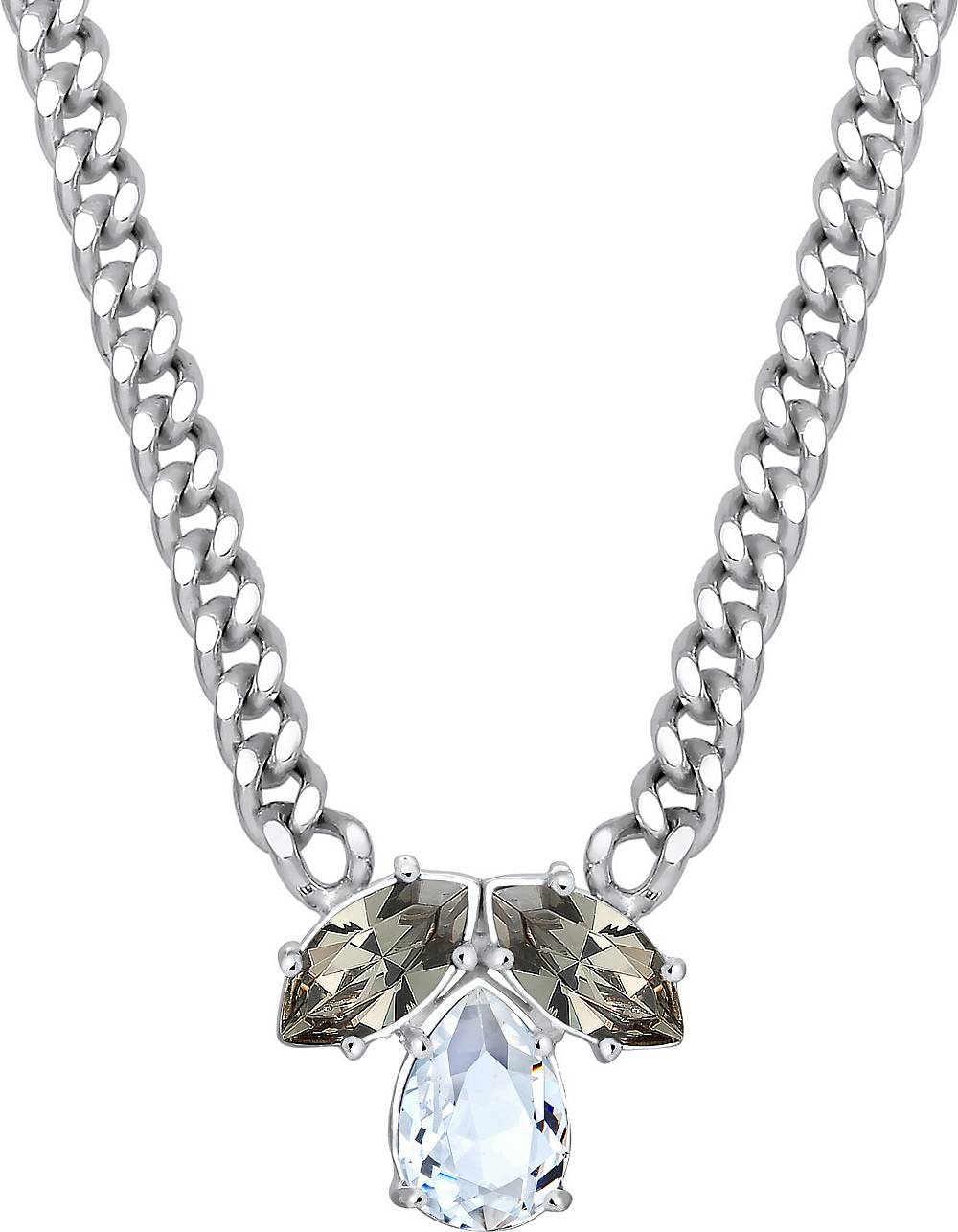 Elli PREMIUM, Halskette Collier Tropfen Kristalle 925 Silber in silber, Schmuck für Damen