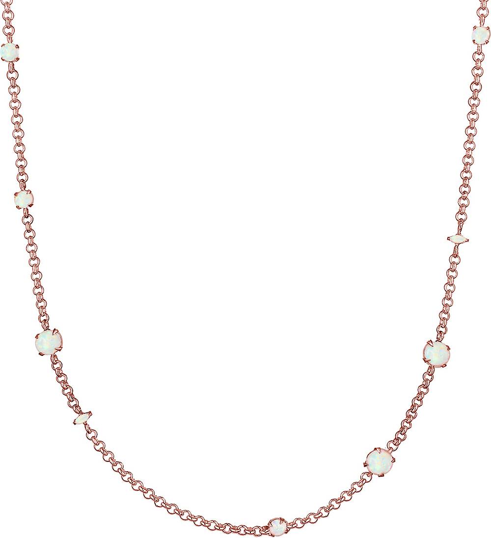 Elli PREMIUM, Halskette Erbskette Synthetischer Opal Stein 925 Silber in gold, Schmuck für Damen