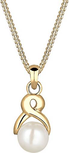 Elli PREMIUM Halskette Infinity Süßwasserzuchtperle 585 Gelbgold