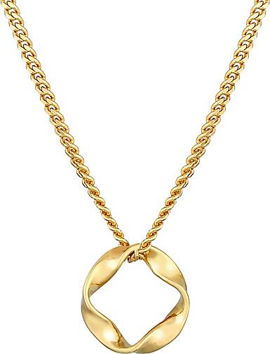 Elli PREMIUM Halskette Kreis Design Twisted Gedreht 585 Gelbgold