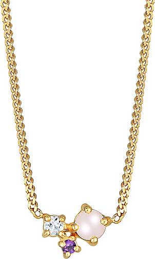 Elli PREMIUM Halskette Rosa Quarz Amethyst Topas Edelstein 925 Silber