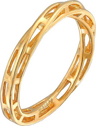 Elli PREMIUM Ring Bandring Gedreht Ketten Design 925 Silber rhodiniert