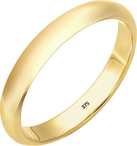 Elli PREMIUM Ring Ehering Bandring Klassisch 375 Gelbgold