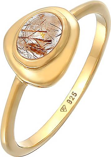 Elli PREMIUM Ring Quarz Engelshaar oval 925 Silber