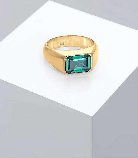Elli PREMIUM Ring Siegelring Edelstein Trend Statement 925 Silber JU9734