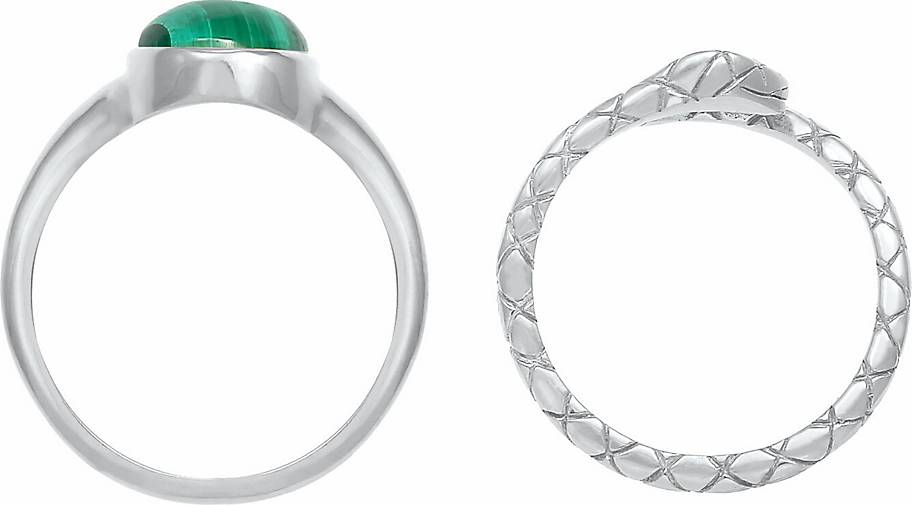 Elli PREMIUM Ring 925 Malachit Silber in bestellen Schlange silber Set 96179701 2er - Siegelring