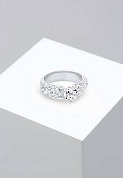 SORTIMENTUMSTELLUNG Kristall Damen Band Ring Silber beschichtet 17,8 mm