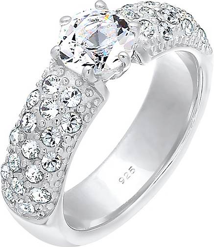 Elli PREMIUM Ring Verlobungsring Kristalle 925 Silber
