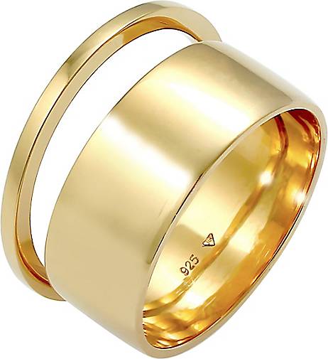 Set 925 bestellen Schmal in 2er gold Elli Breit Silber Stacking Bandring Ring 93884901 -