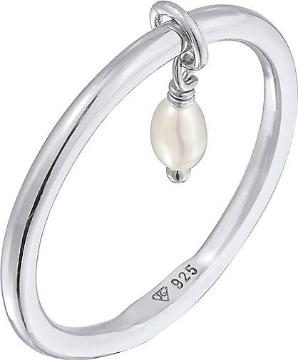 Elli Ring Bandring Stapelring Perle Basic 925 Ring