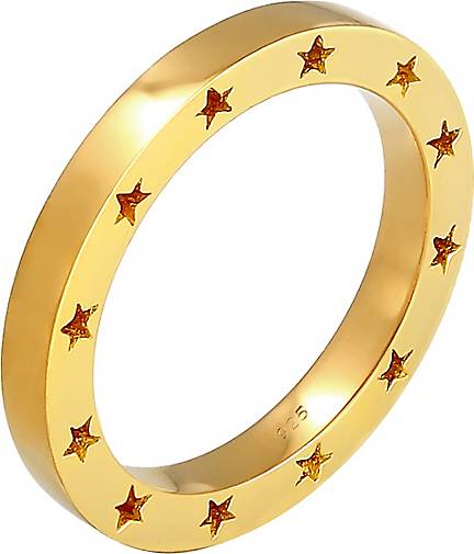 Elli Ring Bandring Stern Side Cut Out 925 Silber vergoldet