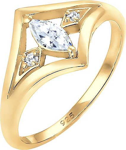 Silber 925 Ring Solitär Zirkonia Tropfen Auge Mandelform BEE Marquise 1,65 cm