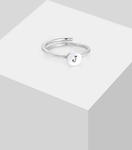 Elli Ring Buchstabe J Kreis Verstellbar 925 Sterling Silber MN8229