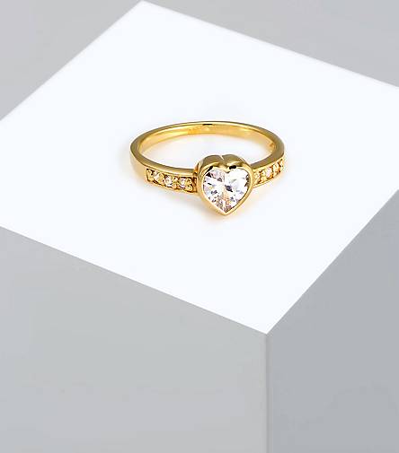 Elli Ring Herz Symbol Verlobung Zirkonia 925 Sterling Silber in gold  bestellen - 92863402