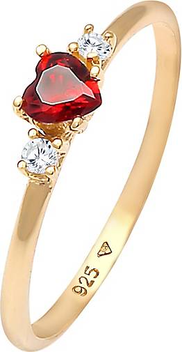 Silber Liebe Herz Rot in 925 vergoldet Ring Zirkonia gold bestellen Elli - 93186901