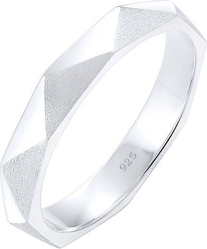 Elli Ring Hexagon Geo Minimal glänzend brushed 925 Silber