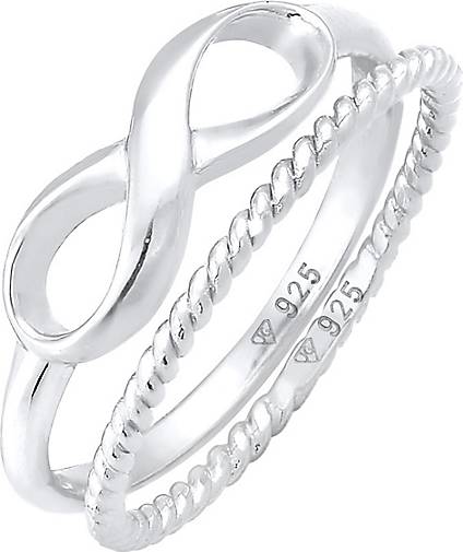 Elli Ring Infinity Stapelring Twisted 2er Set 925 Silber