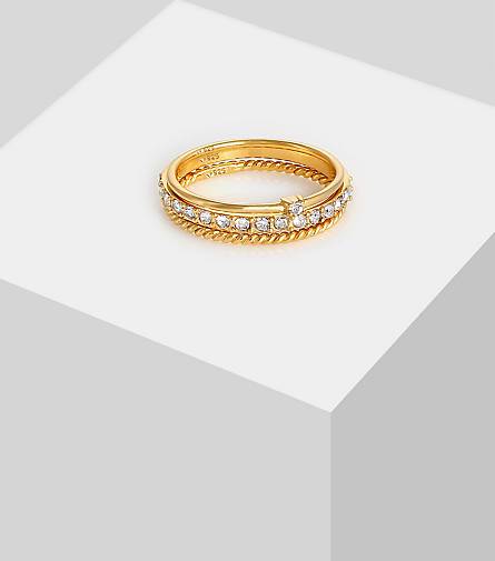 Elli Ring Kristalle Stapelring 3er Set 925 Silber in gold bestellen -  92860101