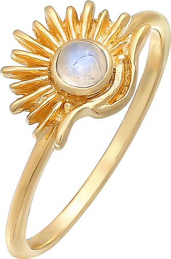 Elli Ring Mondstein Sonne Astro Boho Style 925 Silber