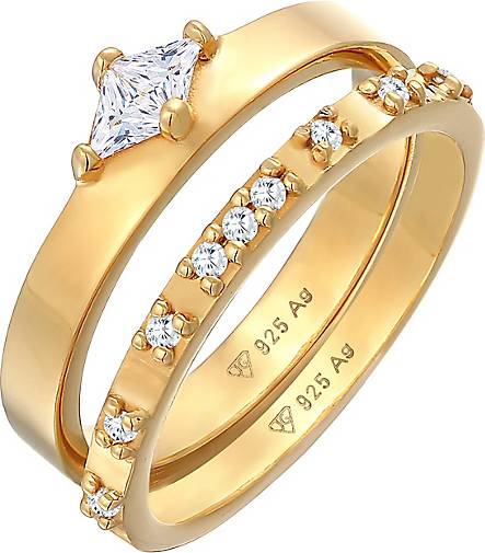 Eternity Silber in gold 925 bestellen Verlobung Set Elli - Zirkonia Ring Solitär 75058902