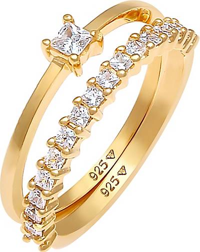 Elli Ring Solitär Eternity Zirkonia Verlobung Set 925 Silber in gold  bestellen - 93642401