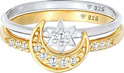 Elli Ring Stern Mond Zirkonia Stapelring 2er Set 925 Silber in bunt  bestellen - 97344602