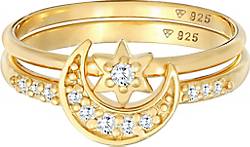 Elli Ring Silber Zirkonia Stapelring in 97344603 925 2er Stern gold Mond - Set bestellen