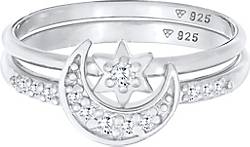 2er silber Stern Mond Set bestellen 97344601 Zirkonia Ring in Elli - Stapelring Silber 925