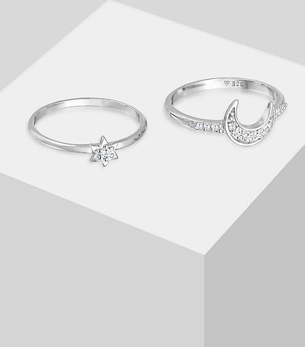 silber Set 97344601 bestellen Elli Silber in Stern 925 - 2er Mond Zirkonia Stapelring Ring