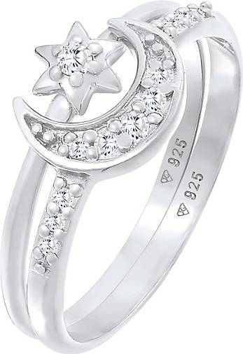 2er Zirkonia Ring bestellen 97344601 925 in Set Mond Stapelring Elli Stern silber - Silber
